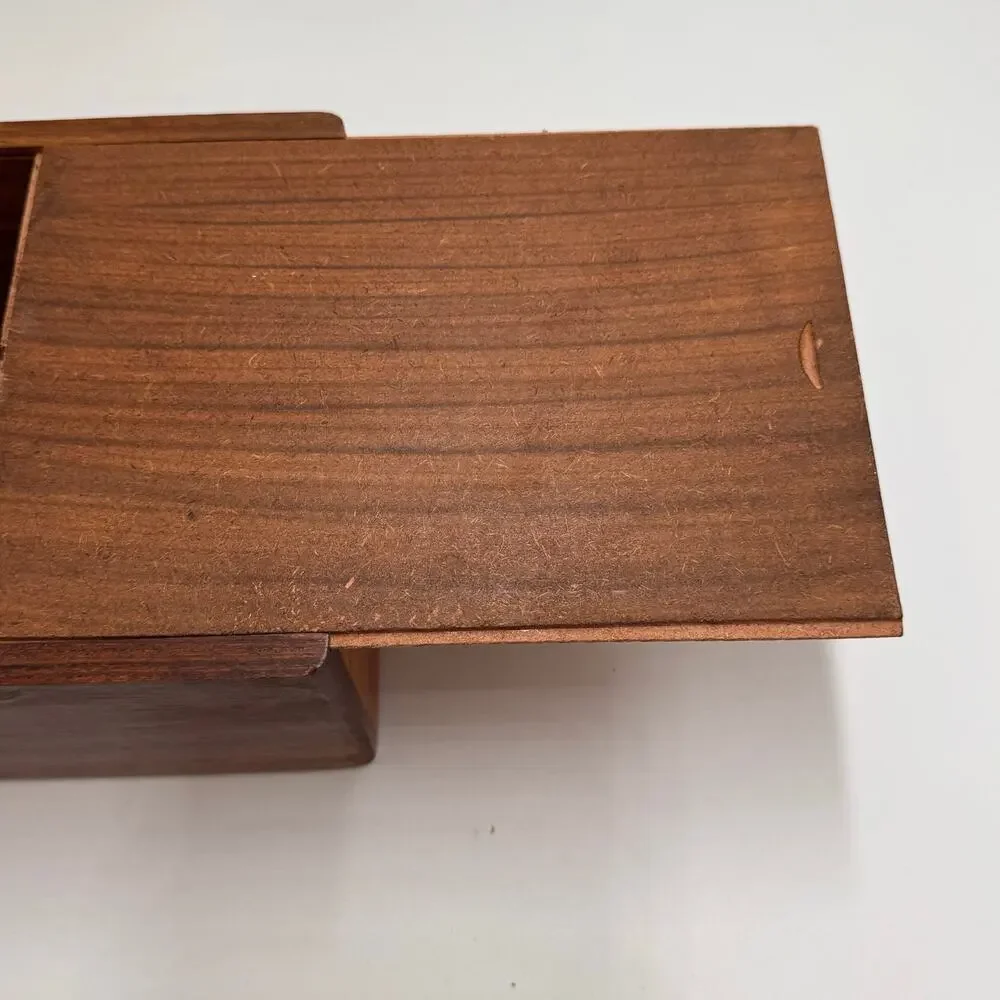 Carved Wood Floral Keepsake Box Sliding Lid Jewelry Trinket Storage 7.25 Inch